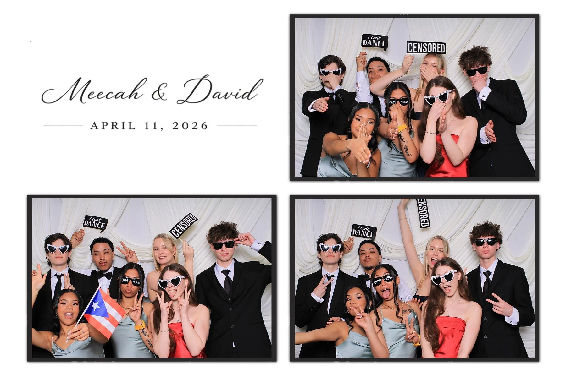 Wedding guests using photo booth with bridal props at Perona Farms