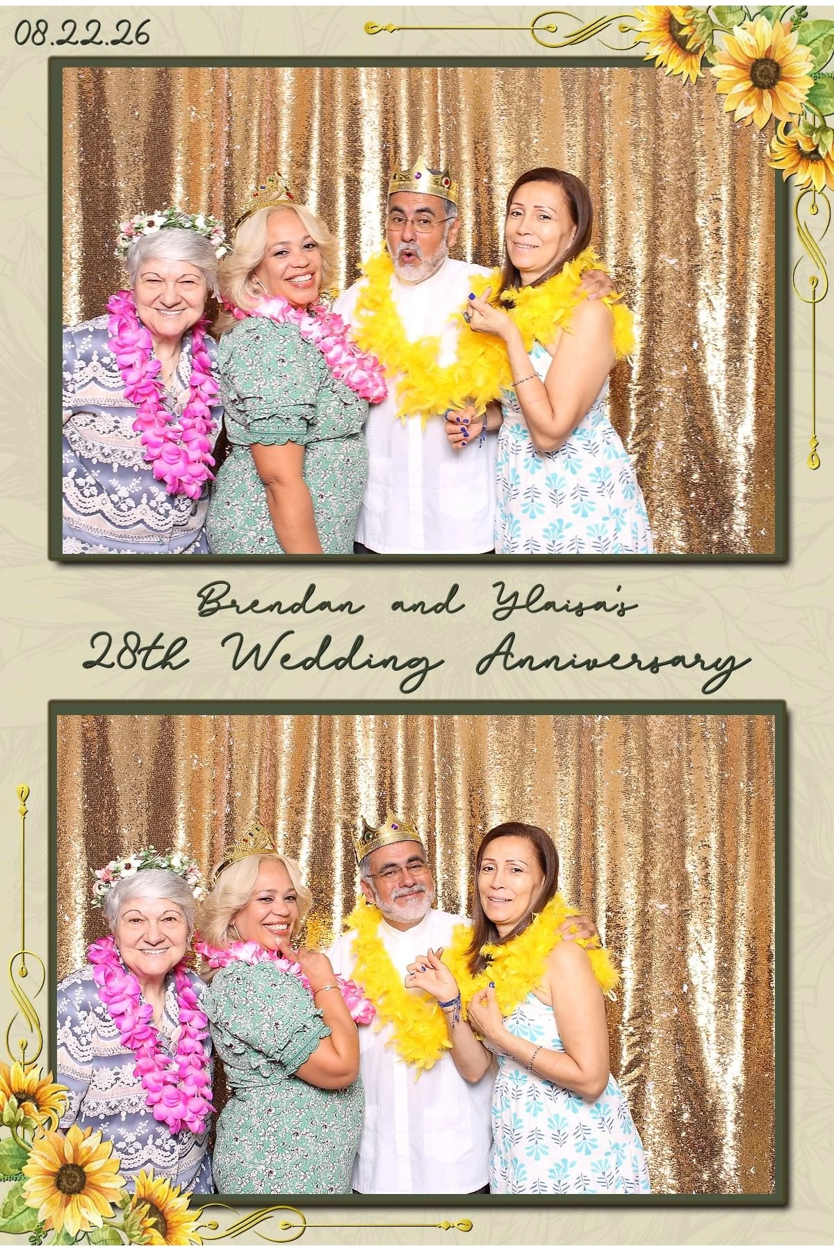 Digital photo booth with props at anniversary party in Newark New Jersey