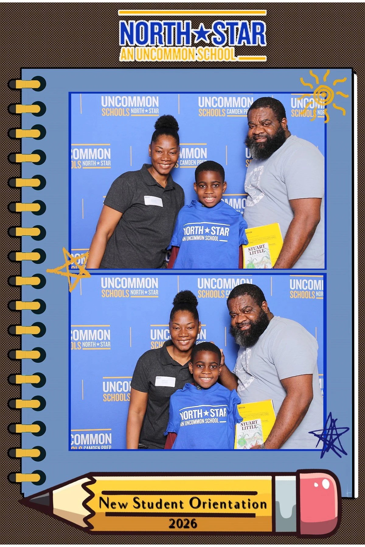 Students and families taking photos at North Star Academy orientation