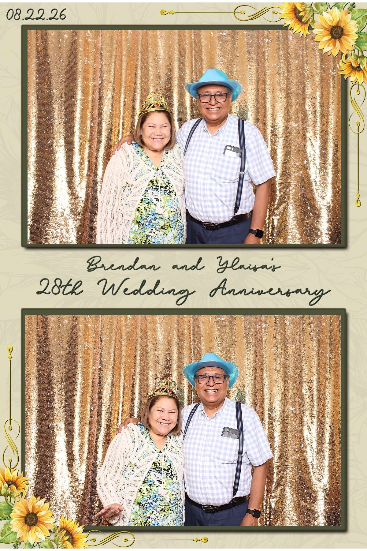 Family and friends taking photo booth pictures at Fornos of Spain