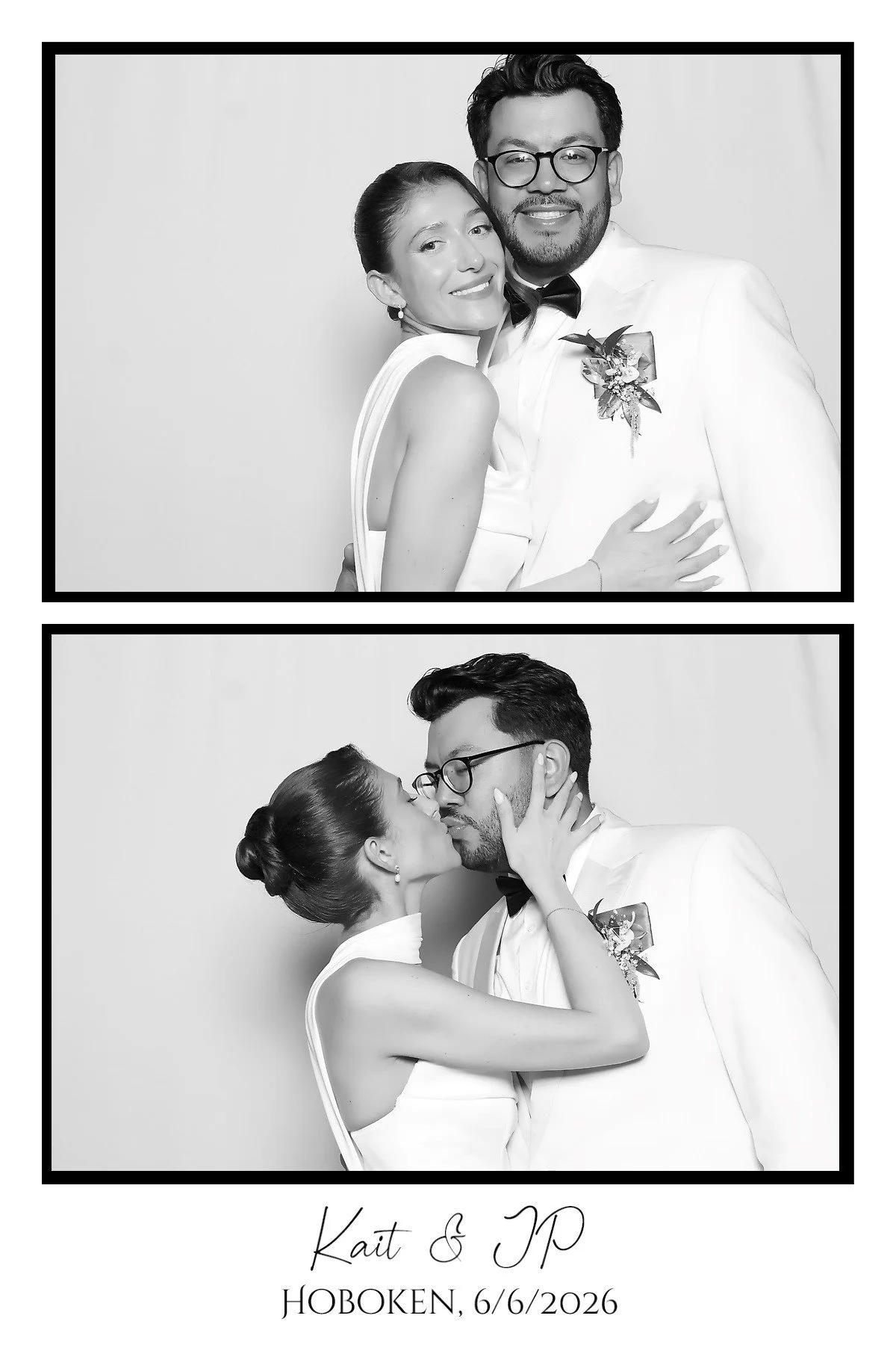 Digital Glam Booth in Hoboken NJ with elegant black and white wedding portraits