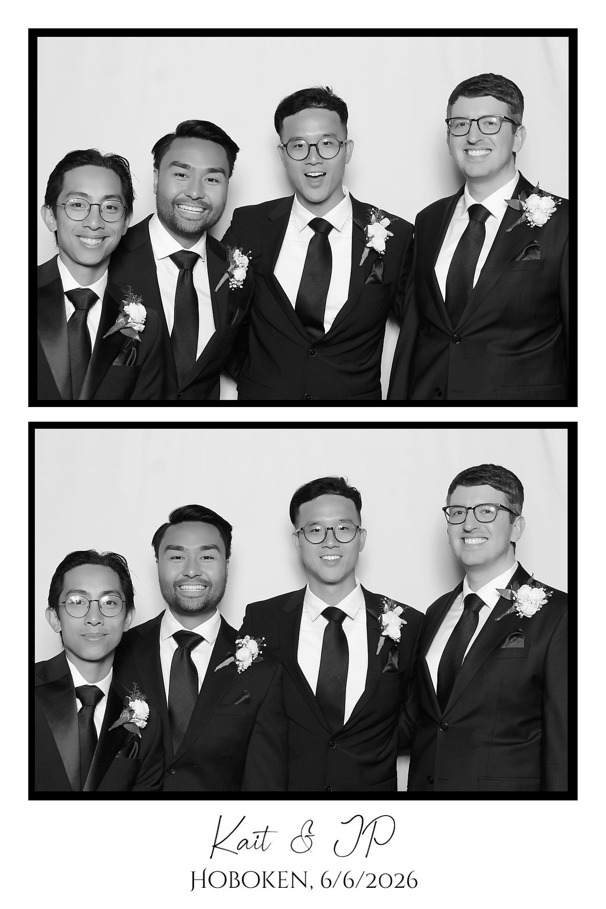 Black and white digital drop-off glam booth photos in Hoboken NJ