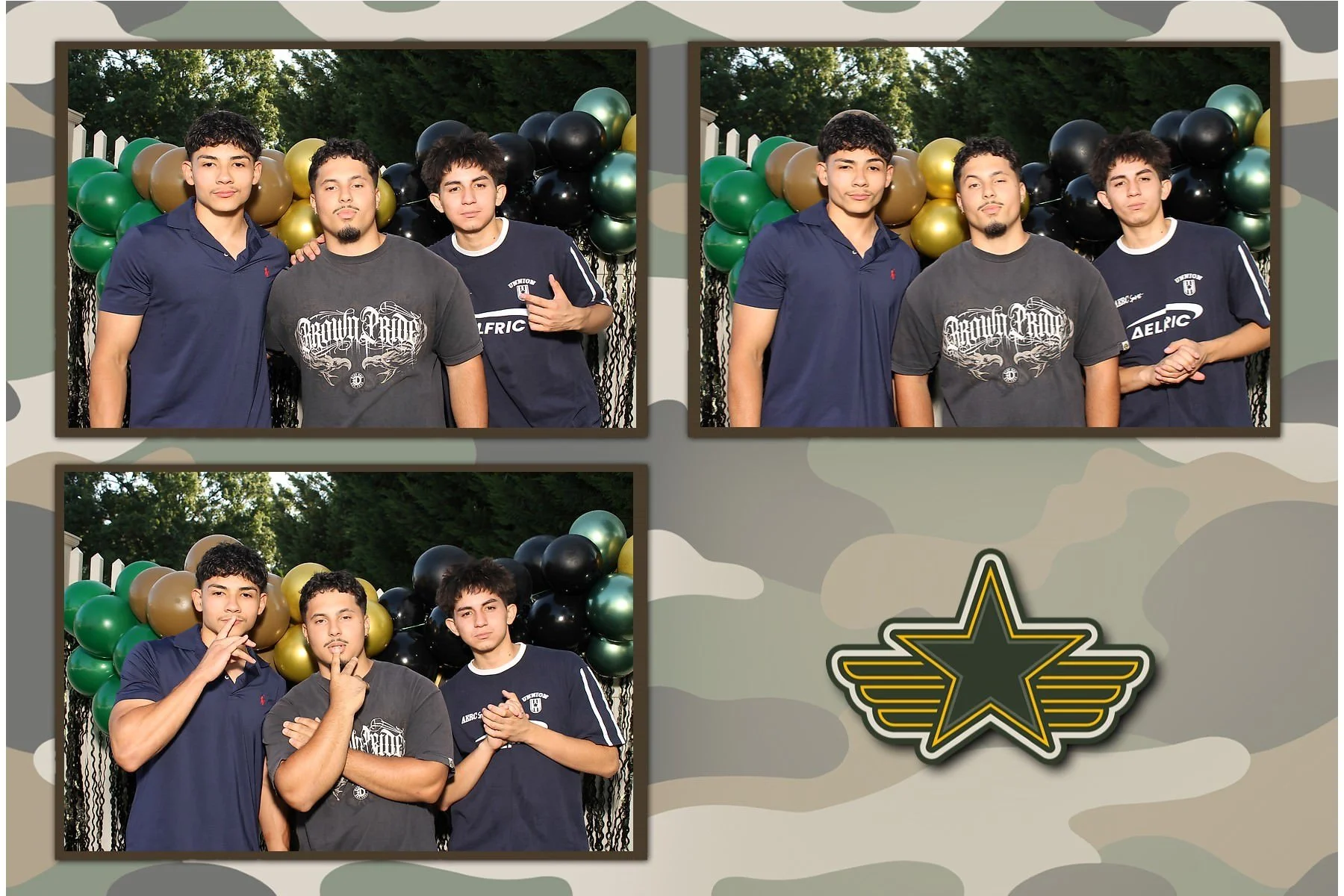 Family posing at an Army send-off celebration