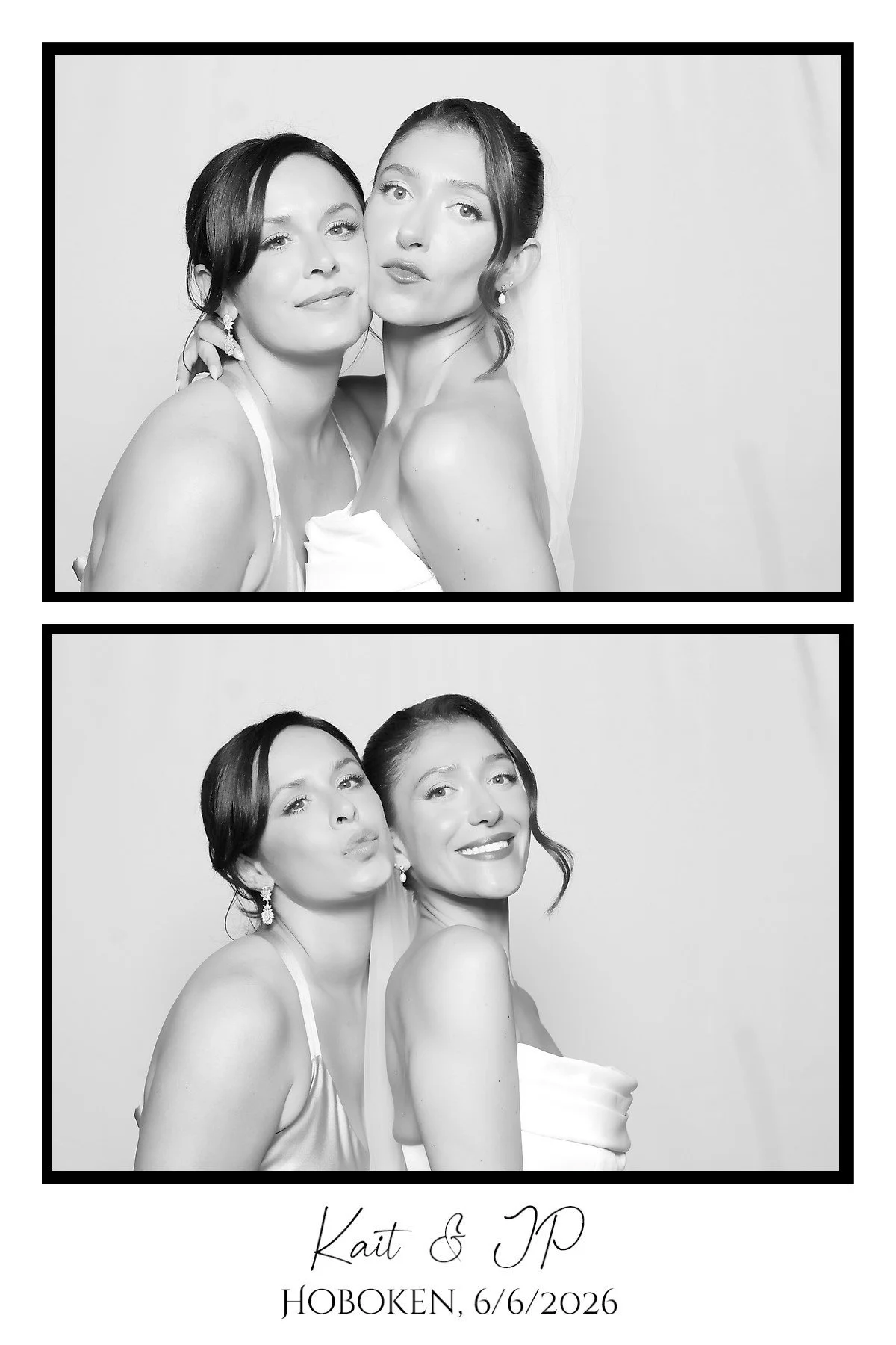 Digital Glam Booth in Hoboken NJ with elegant black and white wedding portraits