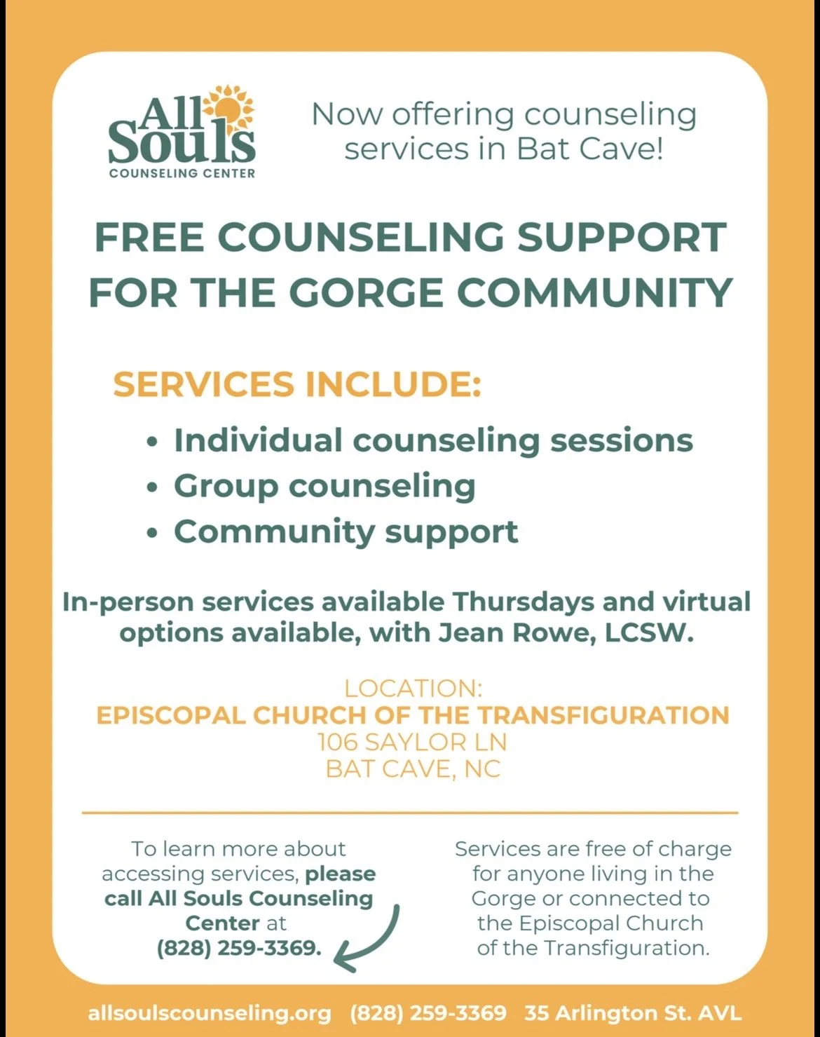 Free Counseling - Hickory Nut Gorge