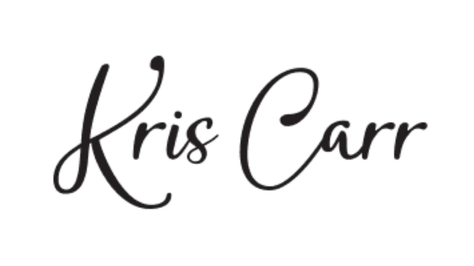 Signature-style text reading 'Kris Carr' in black cursive font on a white background.