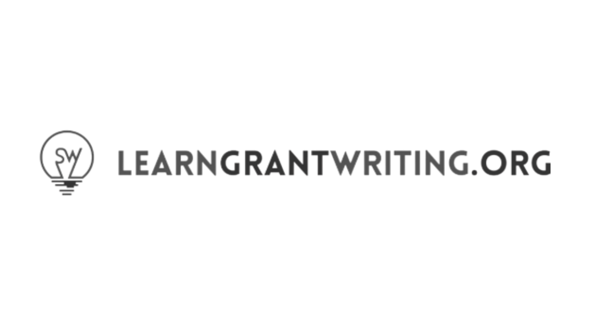 Logo for learngrantwriting.org with a light bulb icon and text.