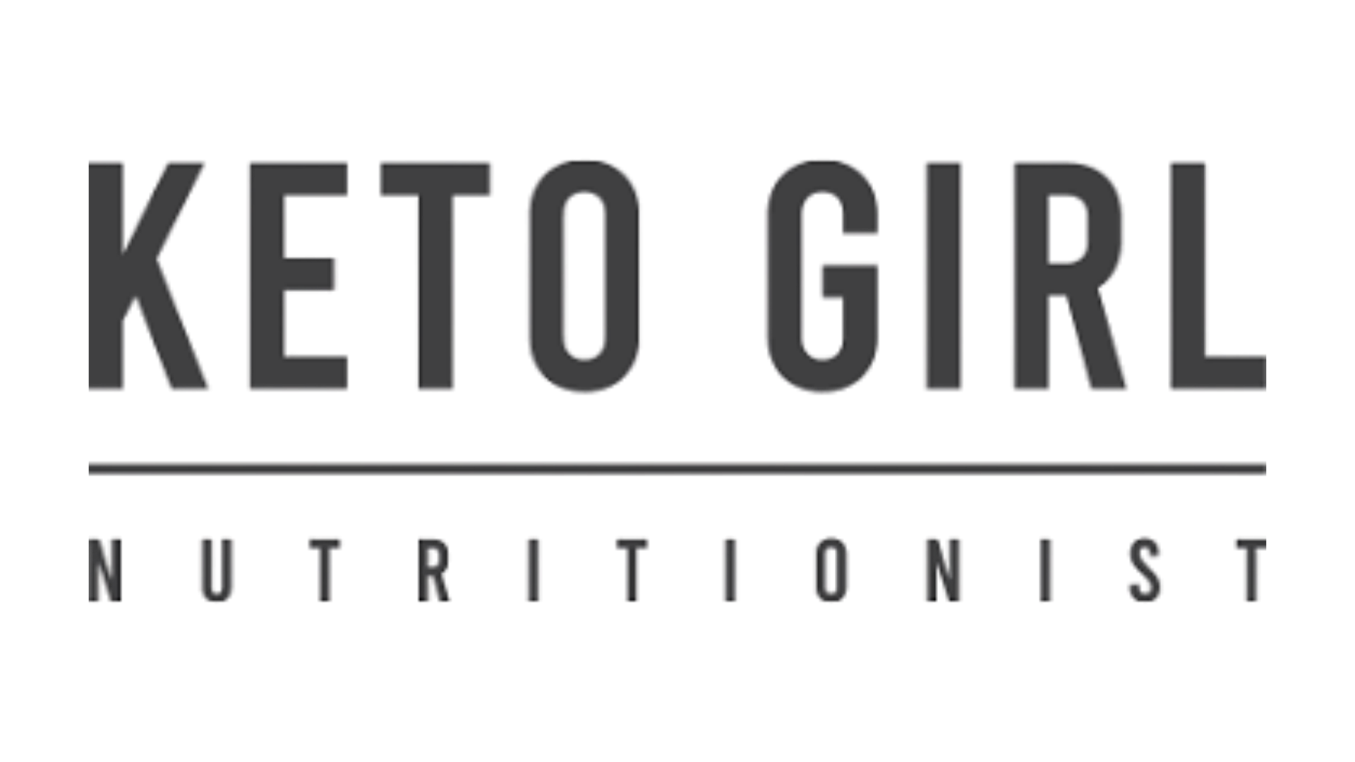 Logo for Keto Girl Nutrition featuring the words 'Keto Girl' in large black letters with a thin line beneath and the words 'Nutrition' in smaller black letters below.