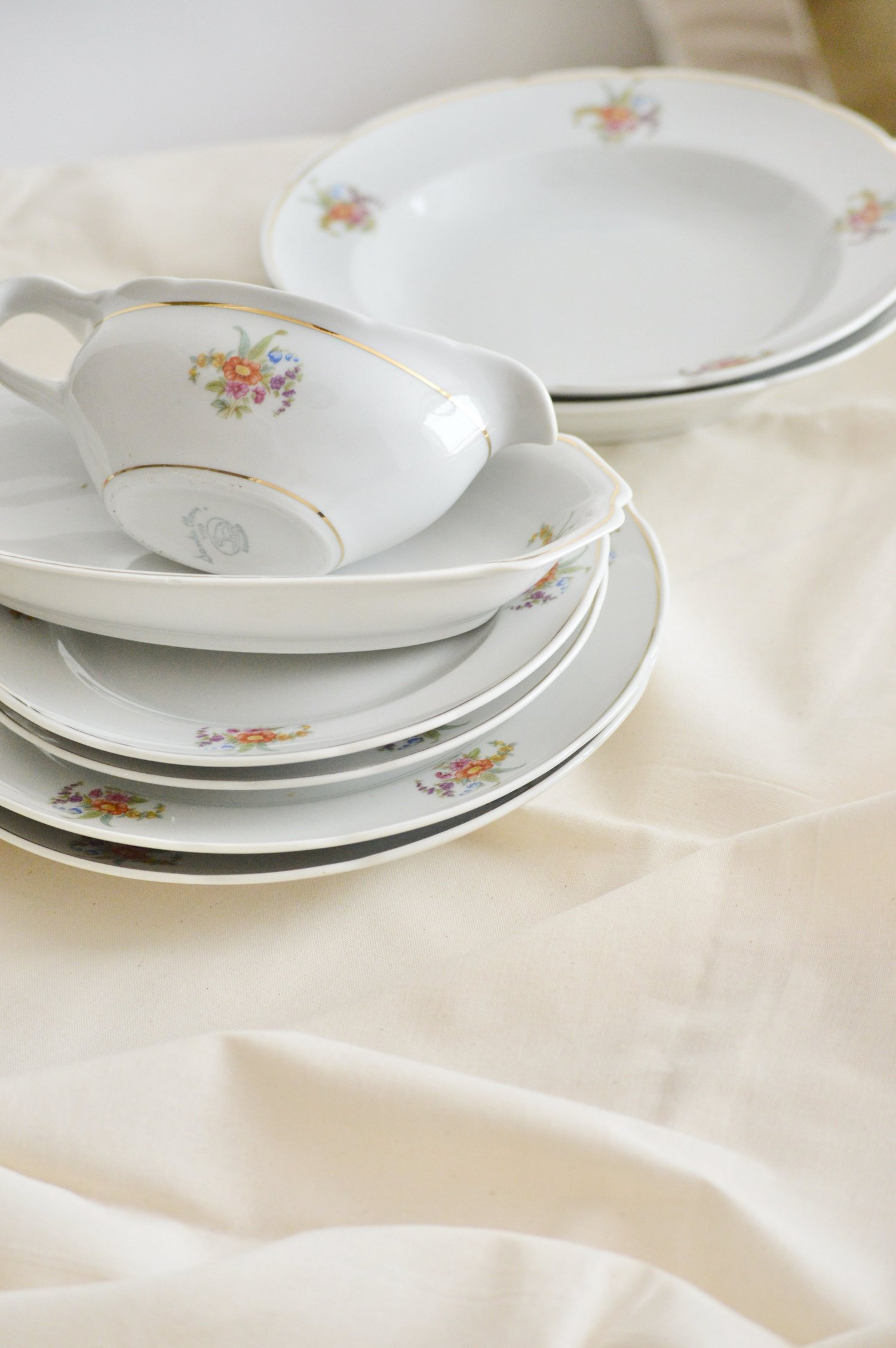 Vajilla Porcelana Blanca Vajilla Santa Clara Filo Oro Vajilla