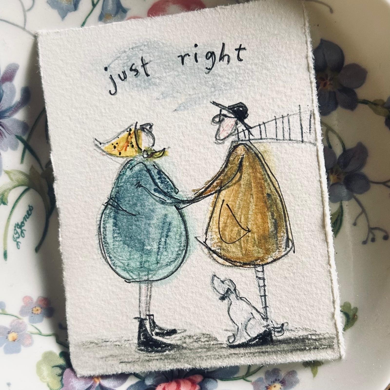 'Just Right' TINY ORIGINAL Drawing - Available 11th March at 7pm
