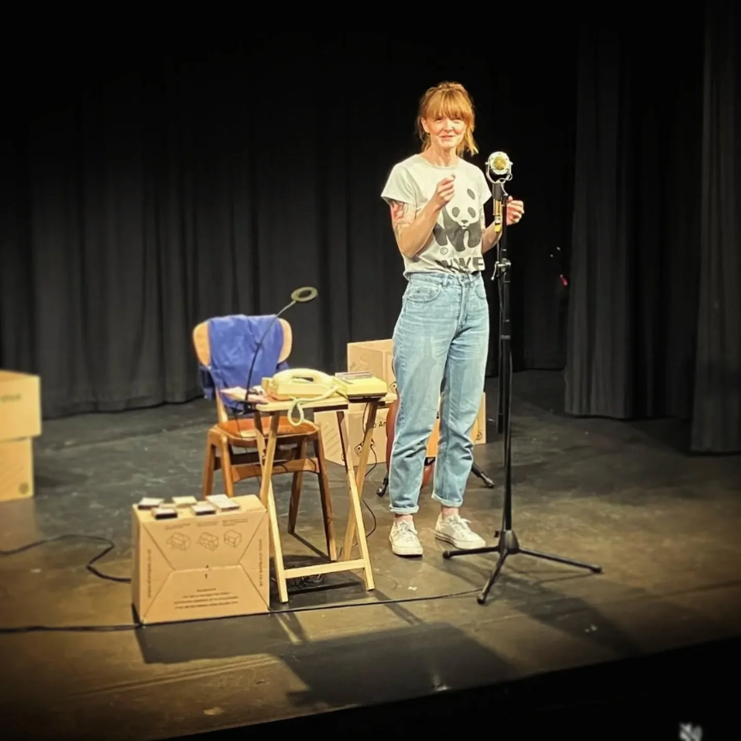 Flashback to when it was t-shirt weather. And I had the perfect chair next to me on stage - pinched from the cafe at Sheringham Little Theatre.