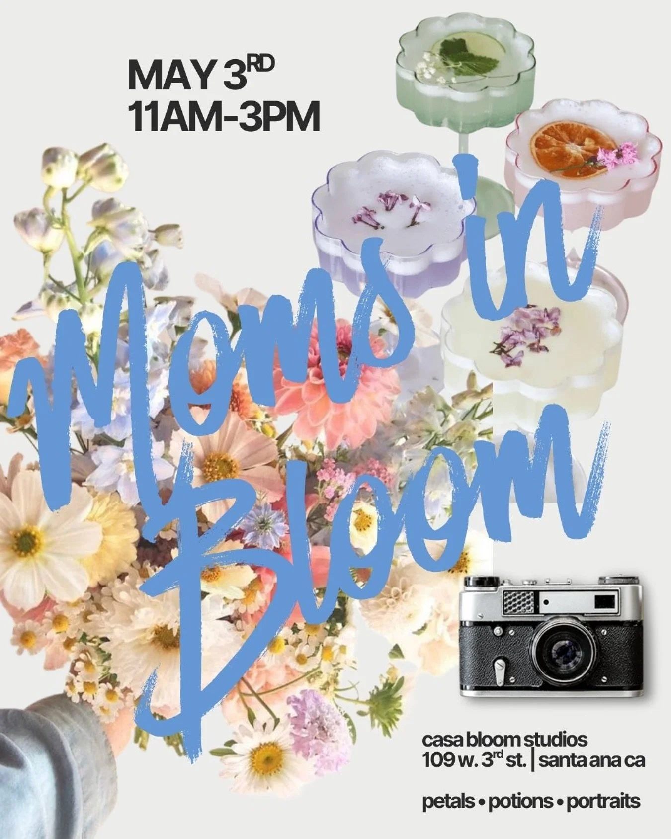Join us for Moms in Bloom, a special pop-up in celebration of motherhood, complete with petals, potions and portraits. 💐🍹📷

Enjoy an afternoon honoring motherhood, featuring: ✨

💐by @angelsflowers_ + @_loveinbloom.co 
🍹by @thesocialsweetclub 
📸