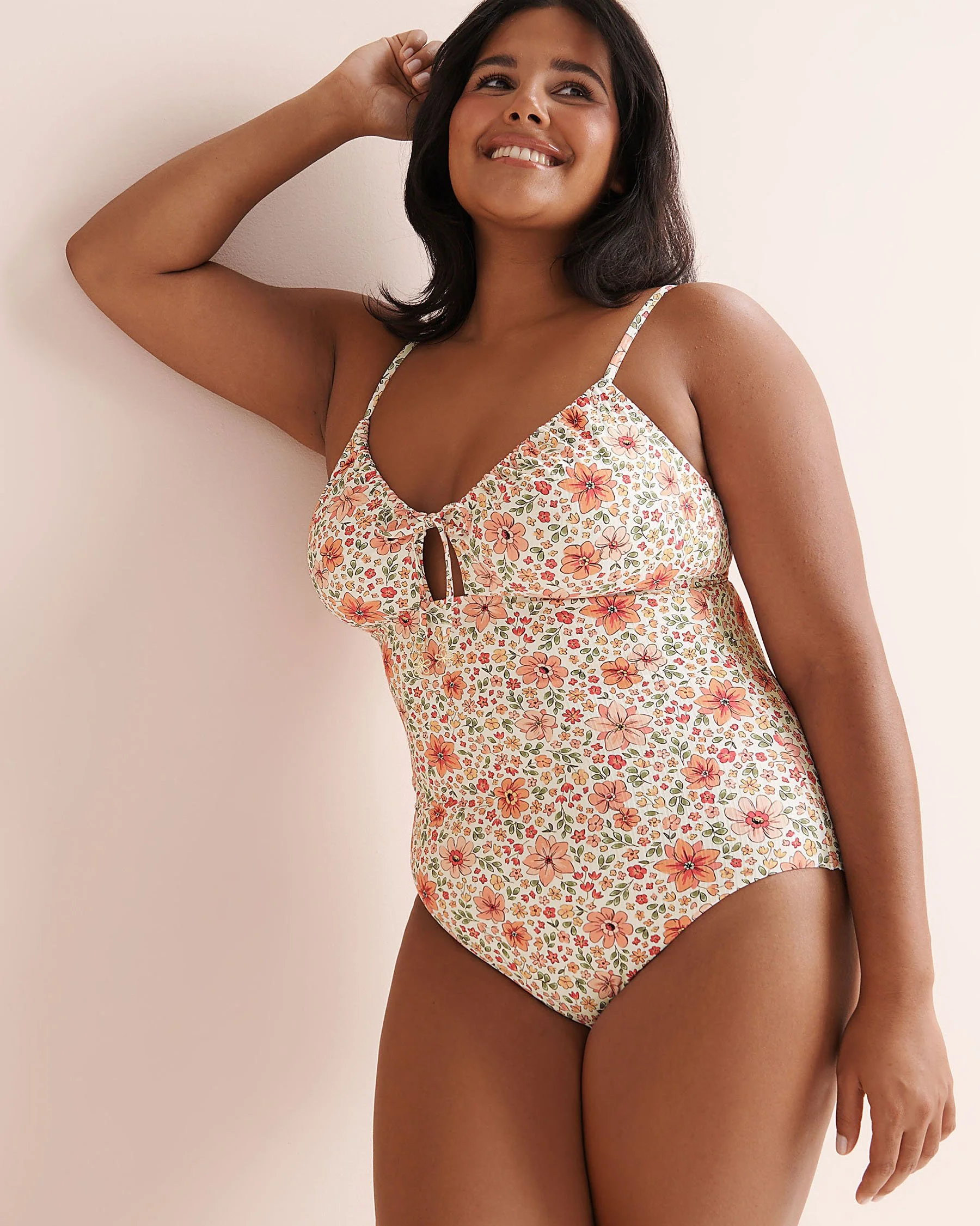 Floral Ribbed One-Piece Swimsuit