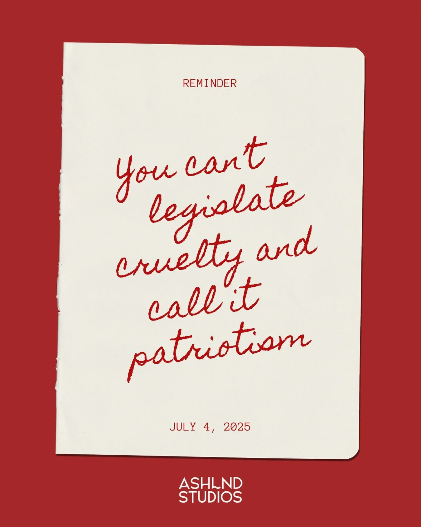 Stripping healthcare isn&rsquo;t freedom.
Caging children isn&rsquo;t safety.
Cutting food access isn&rsquo;t leadership.
Targeting the vulnerable isn&rsquo;t protection.

If policies are built on harm, they&rsquo;re not patriotic. They&rsquo;re oppr