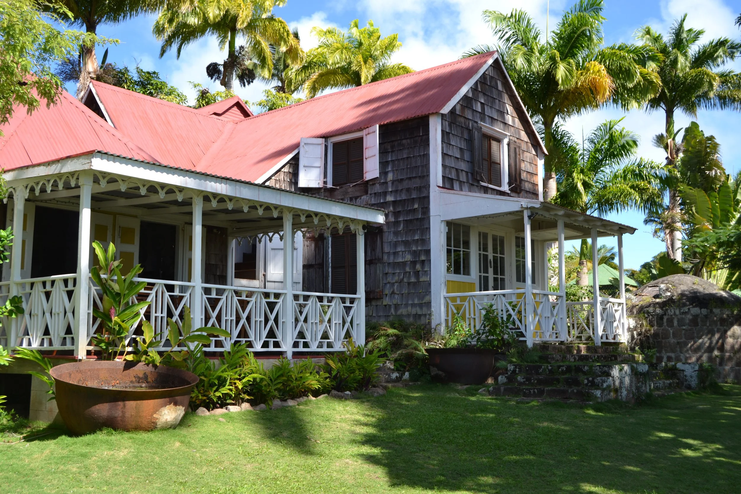  The main house at The Hermitage. The building is thought to be the oldest wooden structure in all the Caribbean. The structure is made from lignum vitae, a very strong type of wood. 