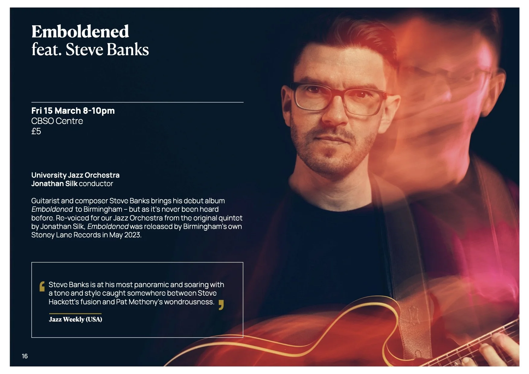 Steve Banks 'Emboldened' with University of Birmingham Jazz Orchestra at CBSO Centre