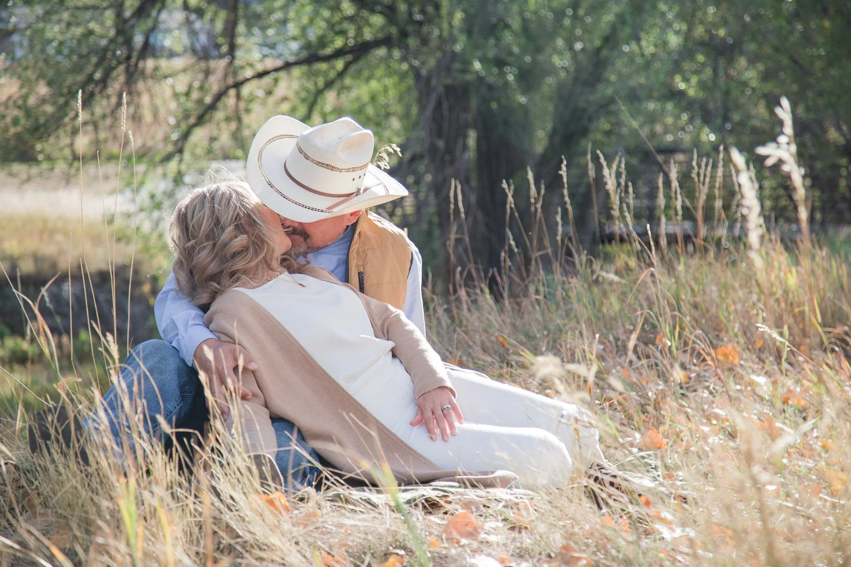 Couples photo session in fall meadow in Denver, Colorado