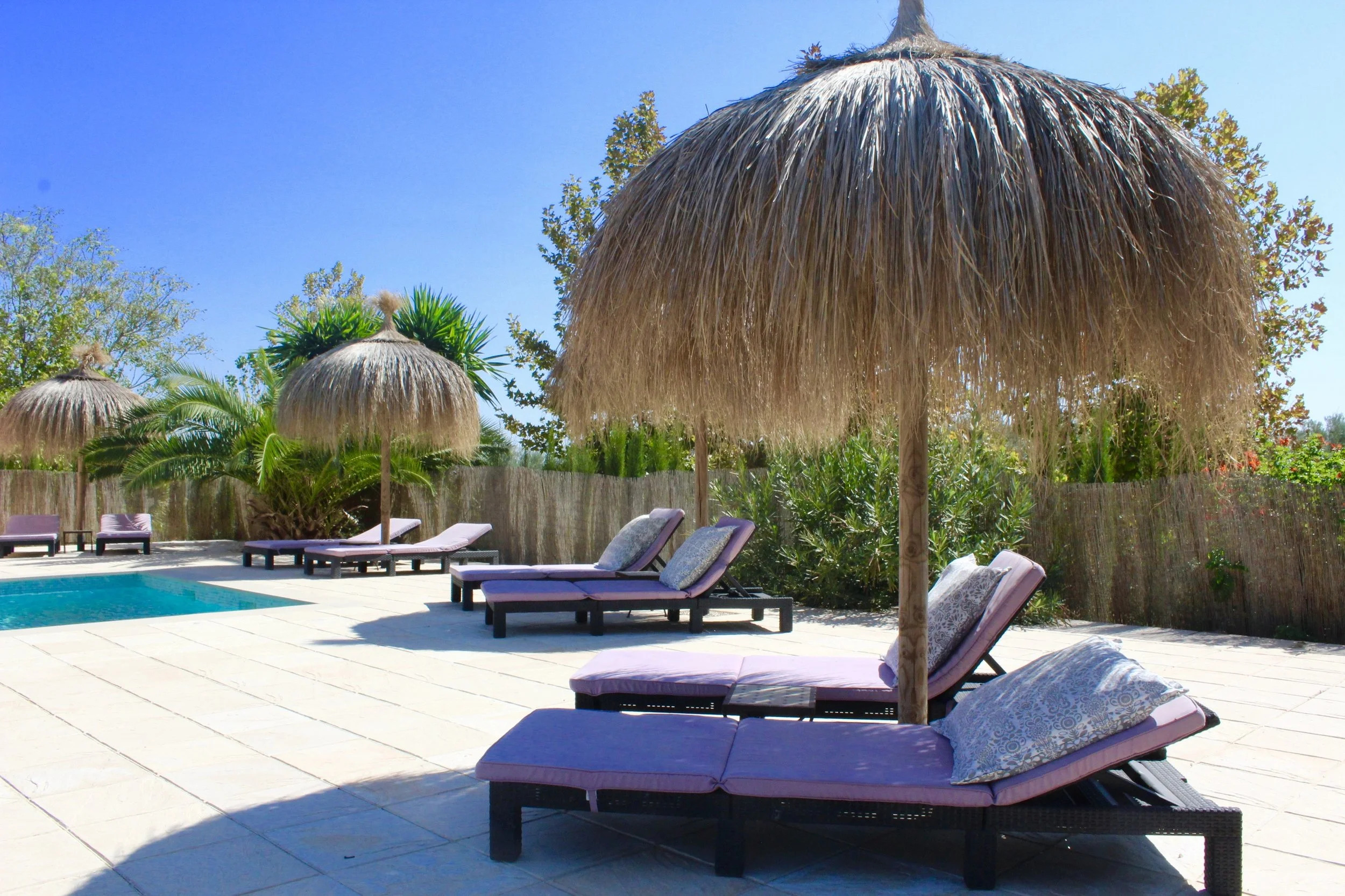 Poolside scene from a Yoga retreat with Yogabreathworks of London, held in Spain