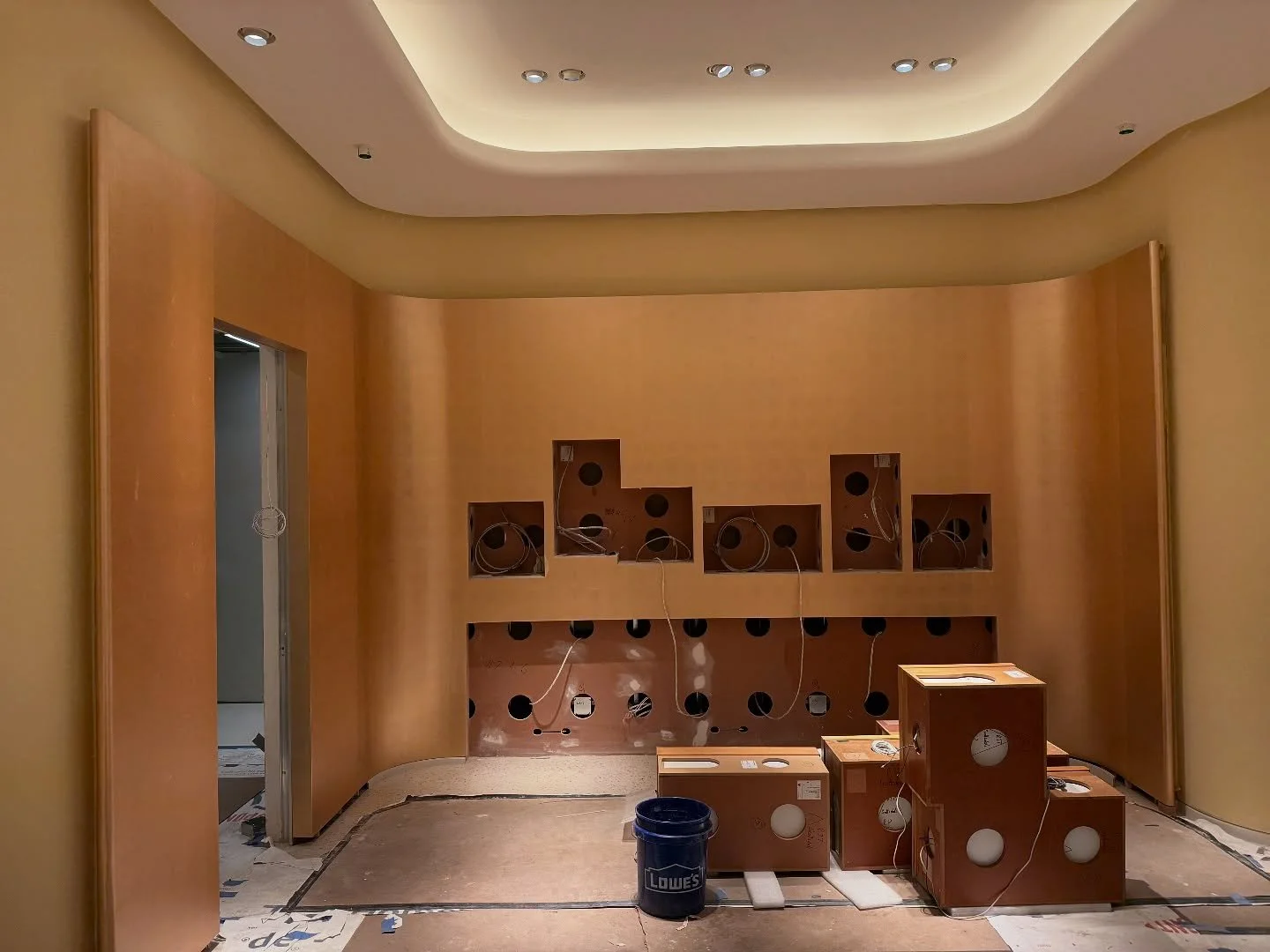 Handmade gold leaf wallpaper for Hermes. The difficulty level on this job was pretty high but our team knocked it out of the park!