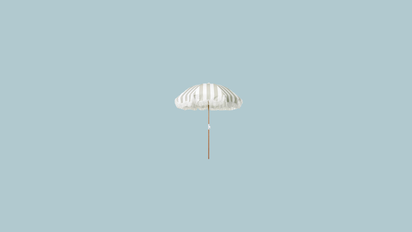 Sage Stripe Fringe Umbrella