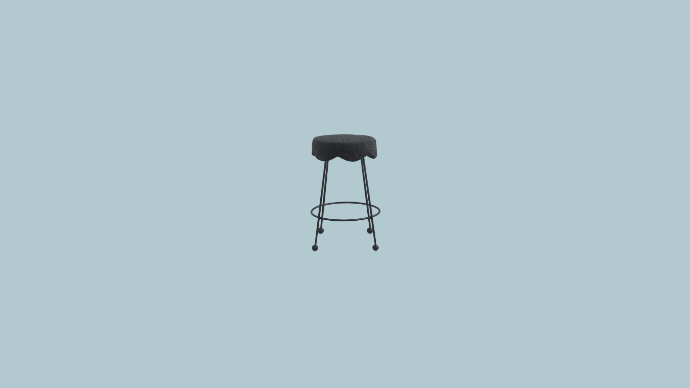 Black Boucle Scalloped Counter Stool
