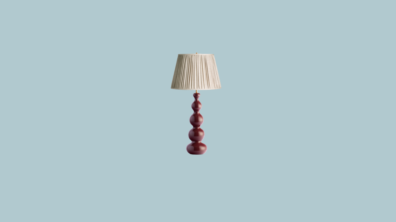 Natural Linen Shade with Bordeaux Base