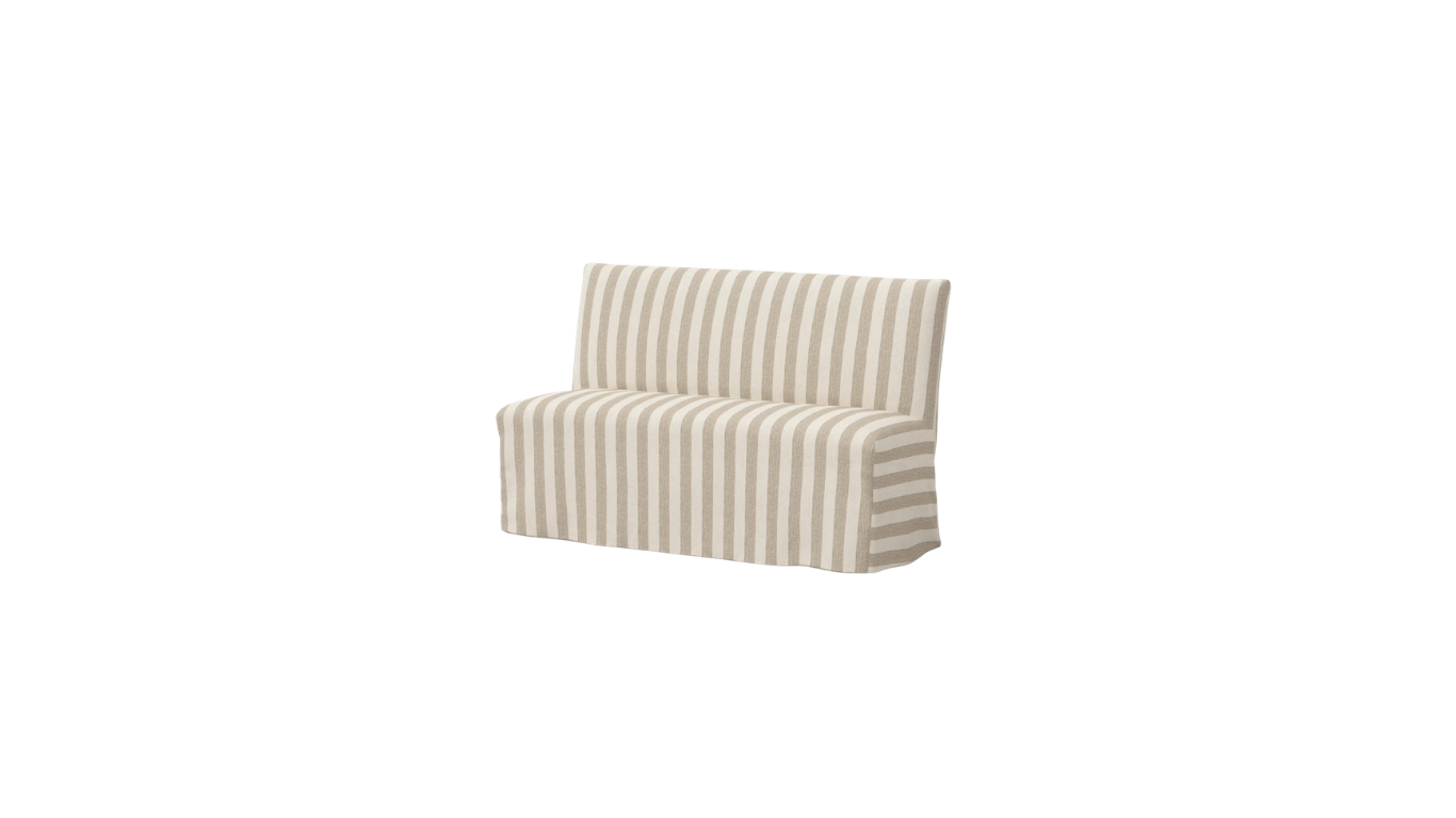 Slipcover Banquette in Beige Stripe