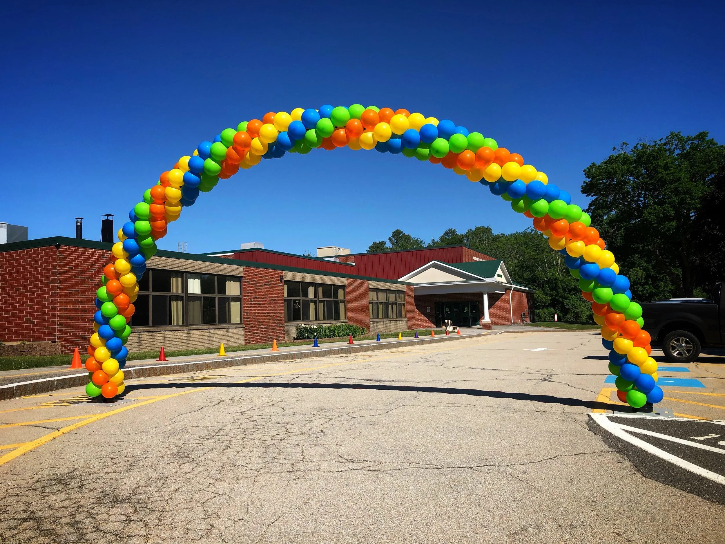 Rainbow Balloon Arch by Silly Solutions, Boston area Balloon Entertainment