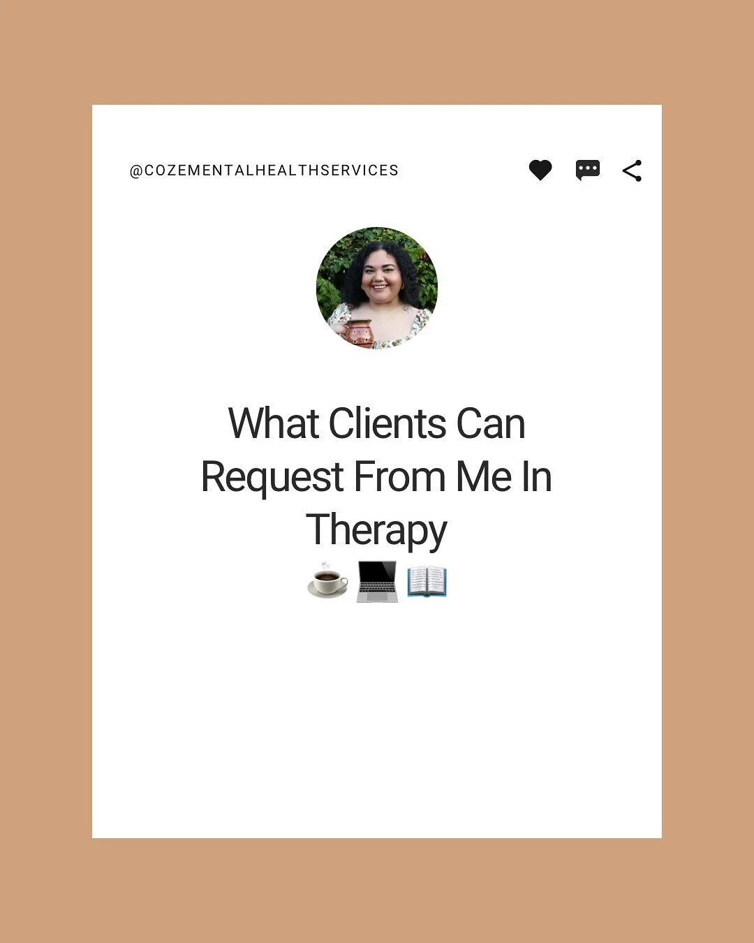 Hi! Hola comunidad! These are some of the things that clients can request from me in session. Every session is unique based on what my client&rsquo;s goals and needs are. Some sessions look like my clients talking about experiences they&rsquo;ve had 