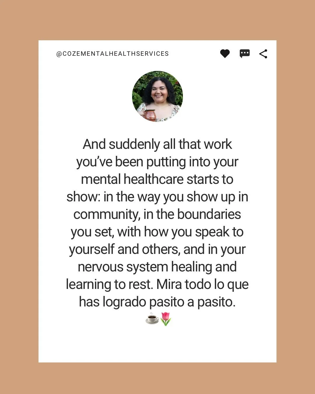 Hi! Buenos d&iacute;as comunidad. Some encouragement and reminders for the people in our community doing the healing work and for those who think it&rsquo;s too late for them.❤️&zwj;🩹💖
&bull;
#latinatherapist #mentalhealth #therapy #rgv #latina