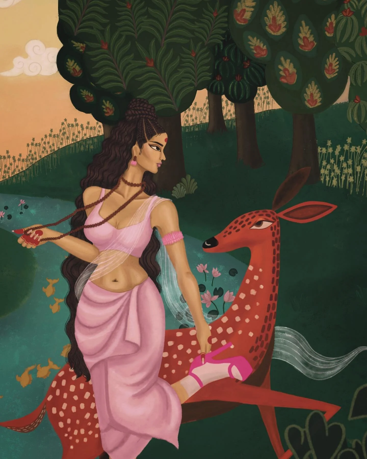 Shakuntala- the story of forgotten love 💗 
A modern adaption as a series of digital artworks.

Abhijnana Sakuntalum is a play written by Kalidasa, based on the story of Dushyanta and Shakuntala in Mahabharata. 

This play is a depiction of a tragic 
