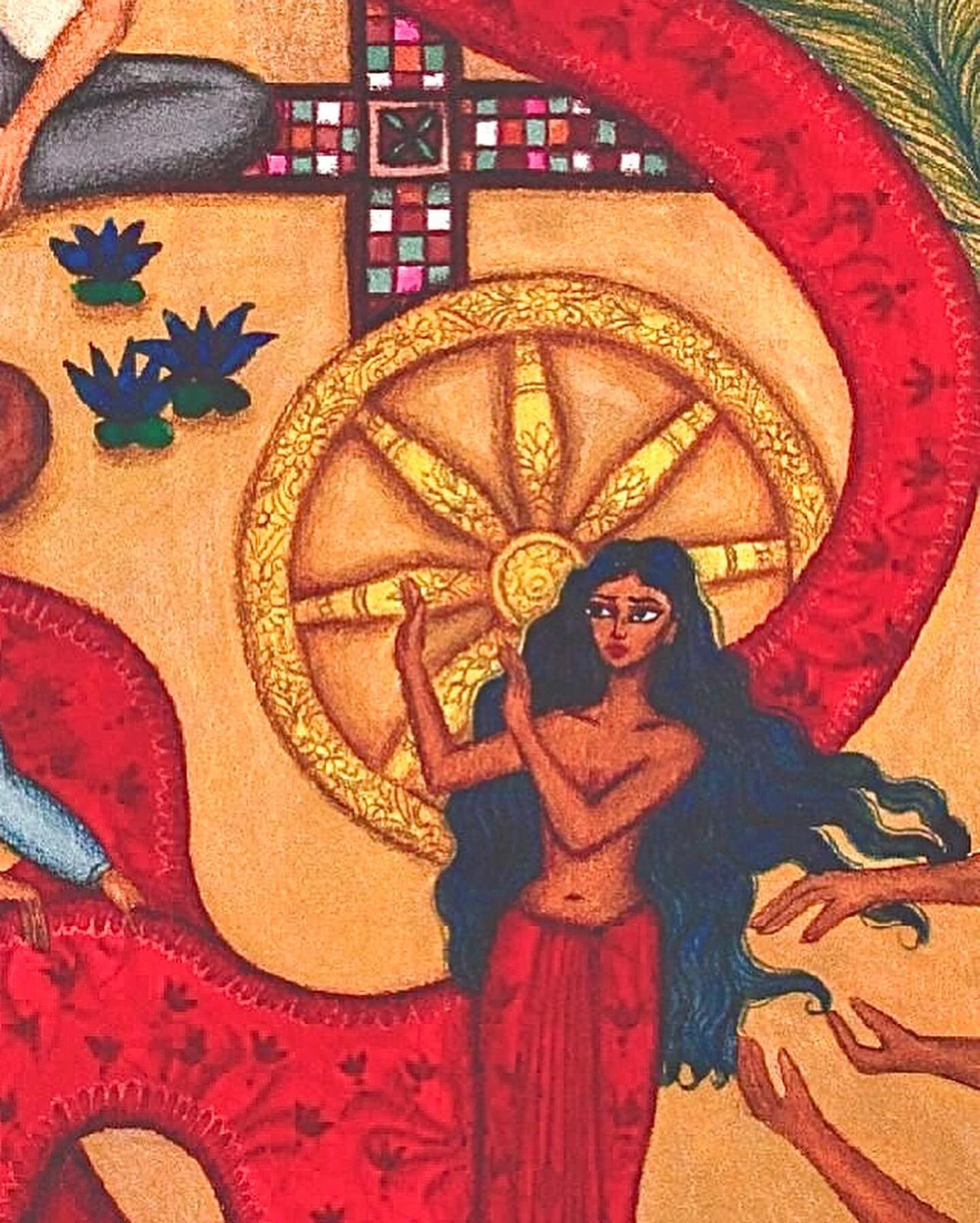 The Disrobing of Draupadi

Mixed media painting on water color paper

One of the most searing moments in the longest epic of the world- Mahabharata has to be the disrobing of Draupadi in the Kaurava court. Even before Duhshasana starts to tear off he