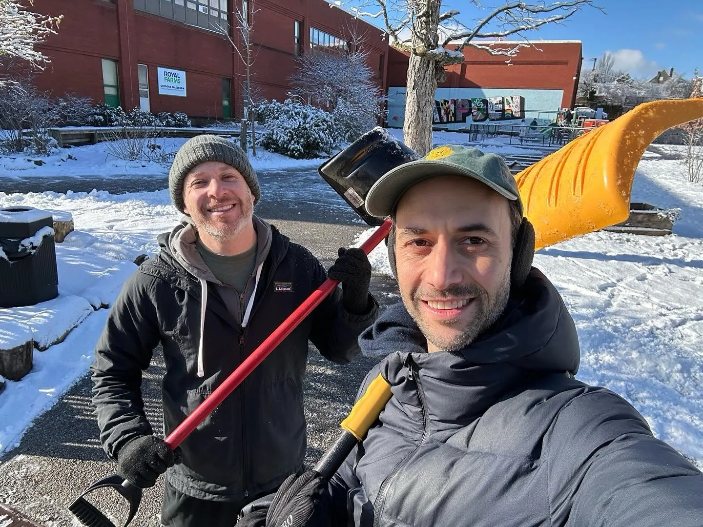 Thanks to some cool 🥶 dads for clearing our sidewalks yesterday! Not all dads pictured, but all are appreciated. Best community? 🤷🏻&zwj;♀️