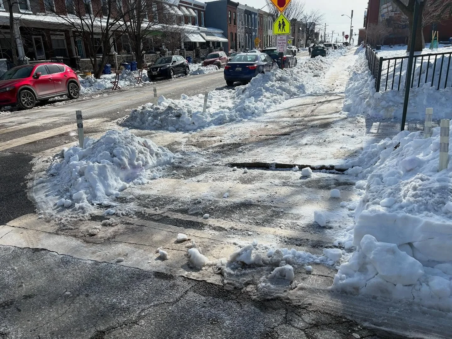 An incredible effort by HEMS parents this morning to continue clearing out the heavy iced over snow from the school sidewalks. A major thank you to Joe H, Erin M, Brian C, Andrew H, Larissa T, Simon T, Marek K, Cory K, and Mark A (and of course every