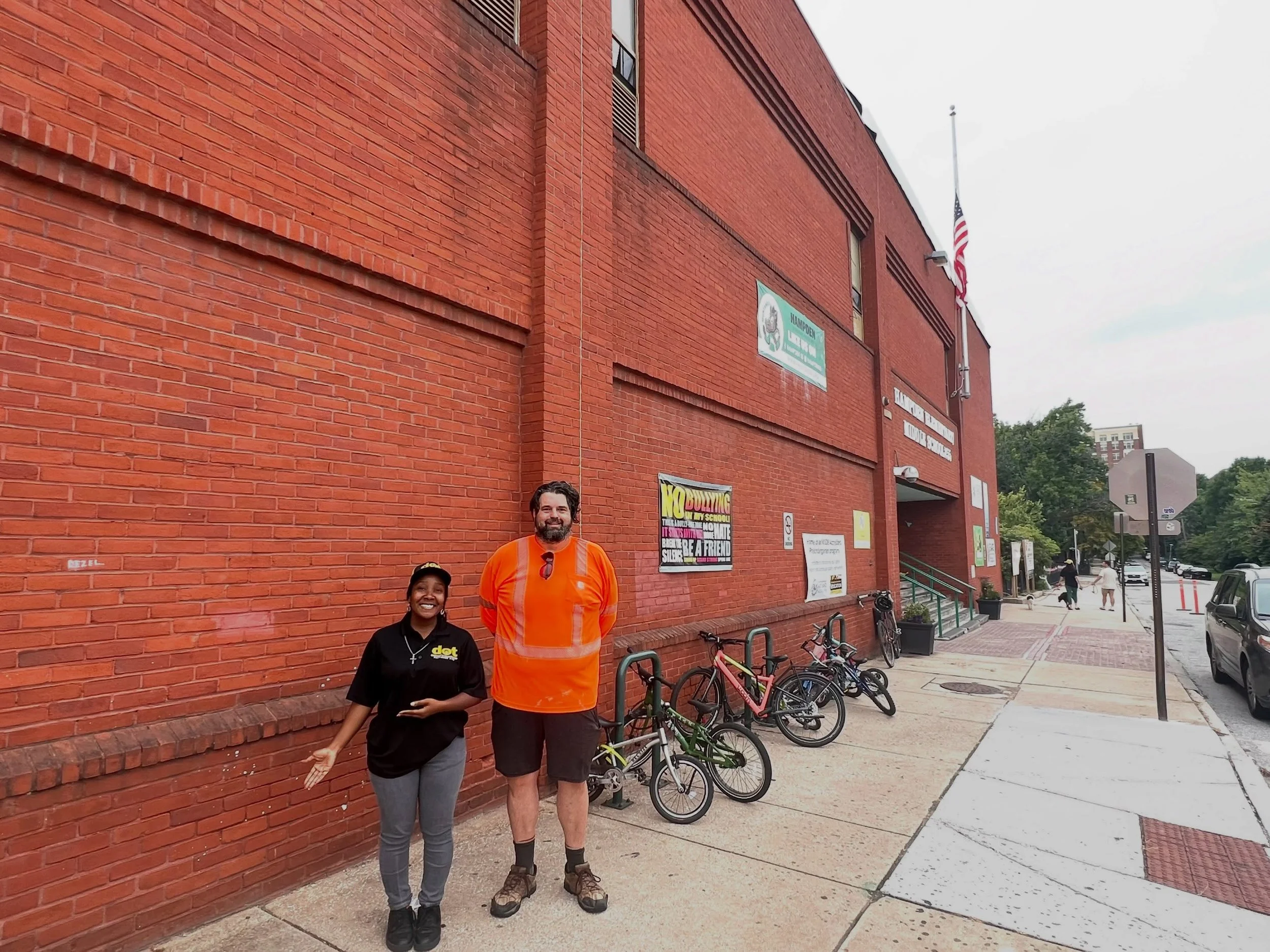 A huge thank you @bmorecitydot for coming out this morning, and for planning to install four bike racks!! Hampden has so many commuters that use bicycles, that our racks can&rsquo;t hold them all! 
We&rsquo;re grateful to DOT for continually helping 