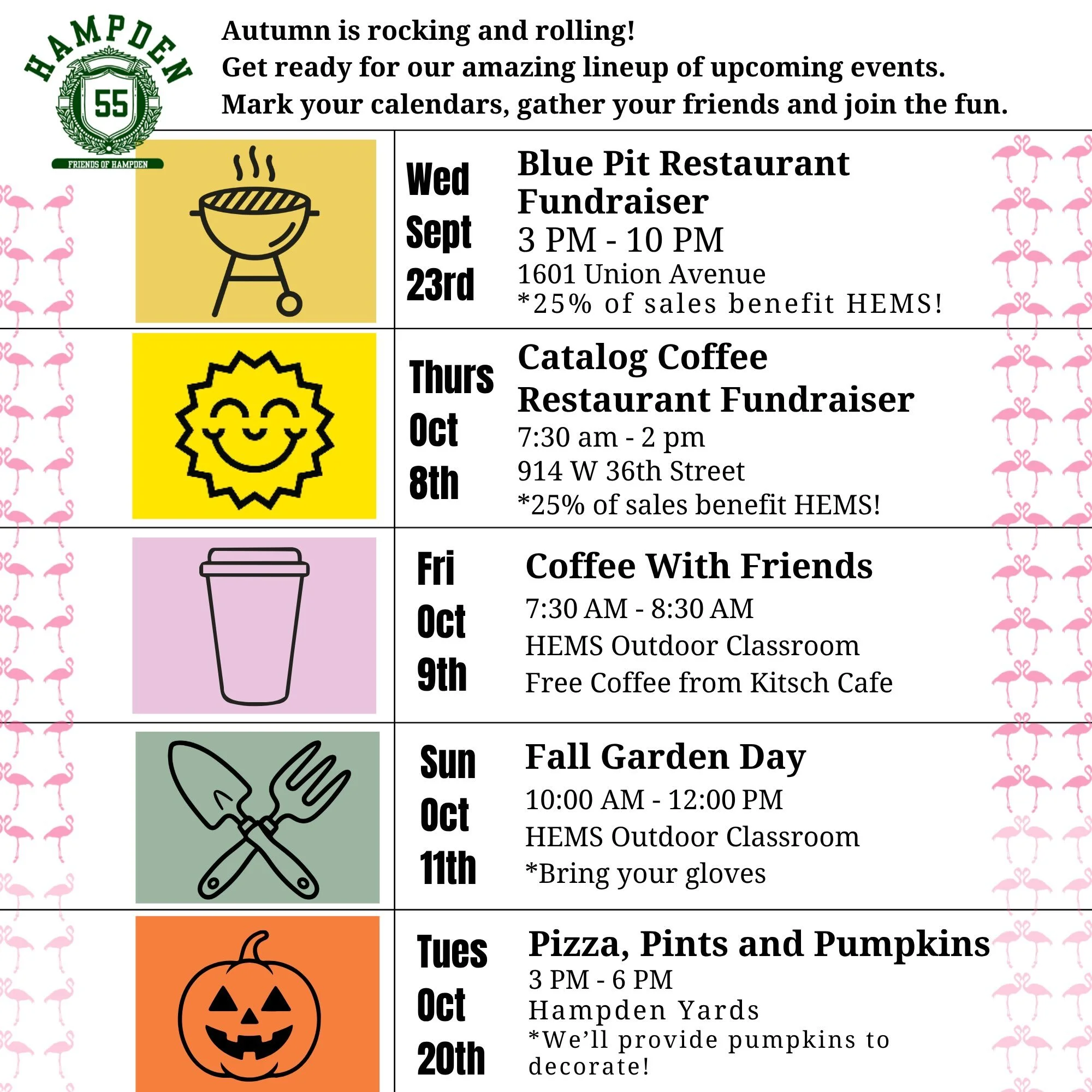 Our fall event calendar is HOPPING! Please come hang out with us, support small local businesses, eat well, make friends, clean the garden, paint a pumpkin&hellip;