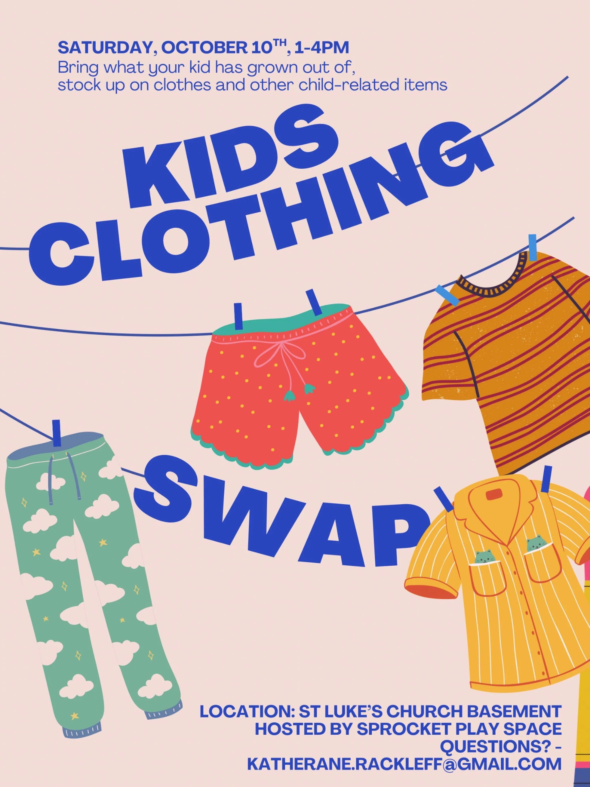 A clothing swap organized by some HEMS families! Clear out those closets. Come by and get some things you can use! See you on October 10 at St. Luke&rsquo;s!
