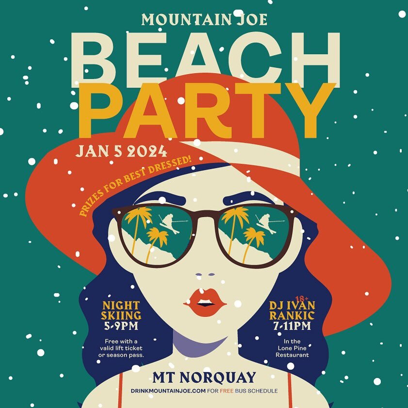 Which way to the beach party?💪⁠
⁠
Grab your sun &amp; snow gear and meet us at @mtnorquay tomorrow, Friday, Jan 5! ⁠
&bull; Night skiing from 5pm⁠
&bull; DJ Ivan Rankic from 7-11⁠
&bull; Lots of free buses running to and from the hill throughout the