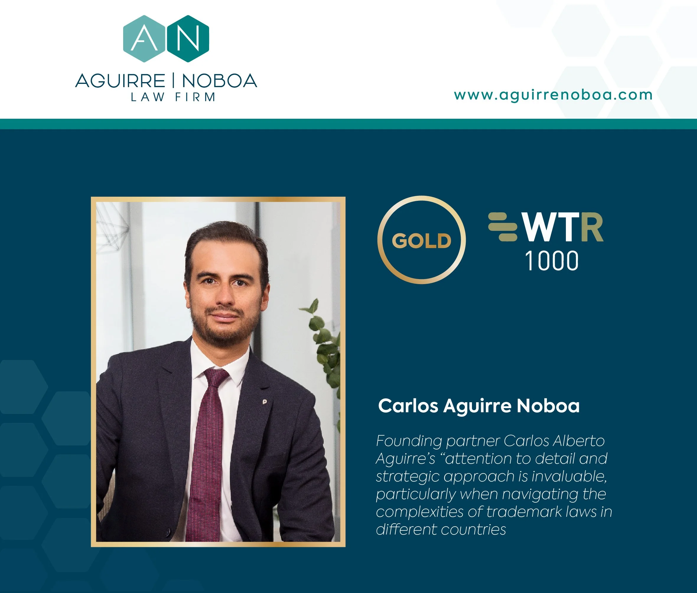Aguirre Noboa Law Firm reconocido por WTR 1000 como una de las mejores firmas de Propiedad Intelectual en Ecuador