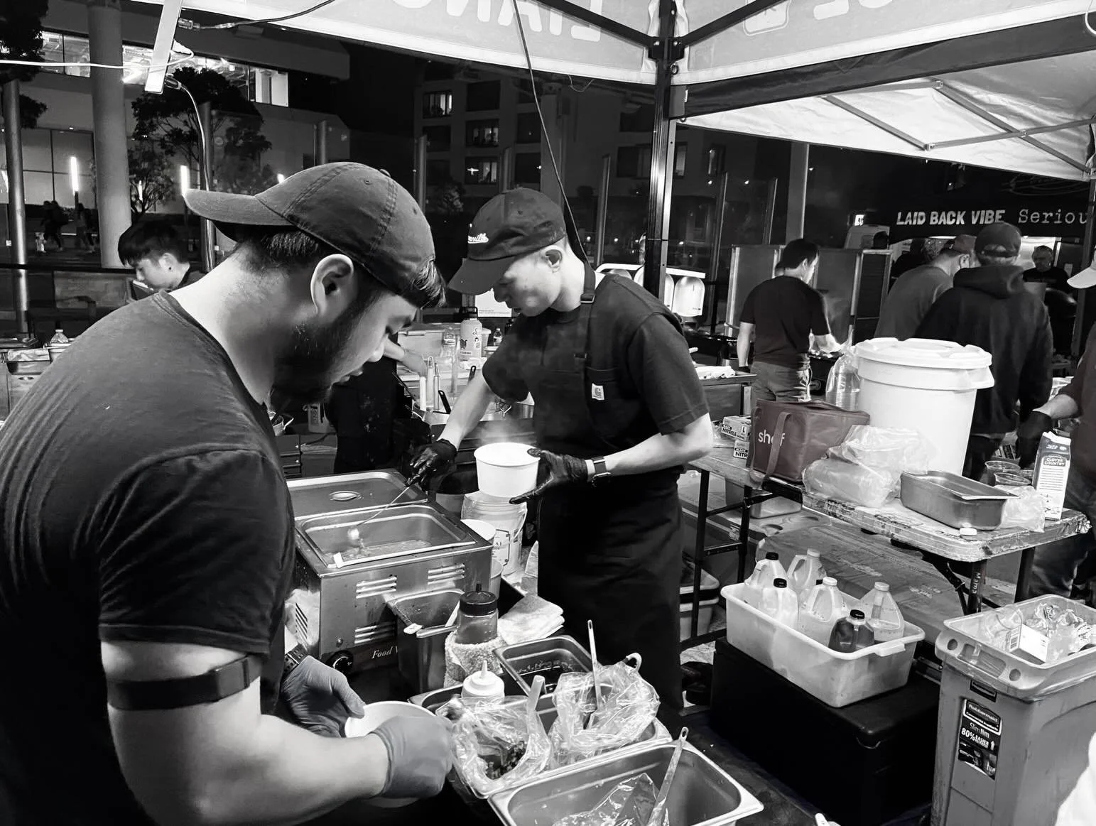 We rarely get a chance to step out from behind the prep tables, but this is a little look at what goes on behind the scenes at our events. A lot of sweat, stress, and genuine heart goes into this work, and we would love for you to come out and enjoy 