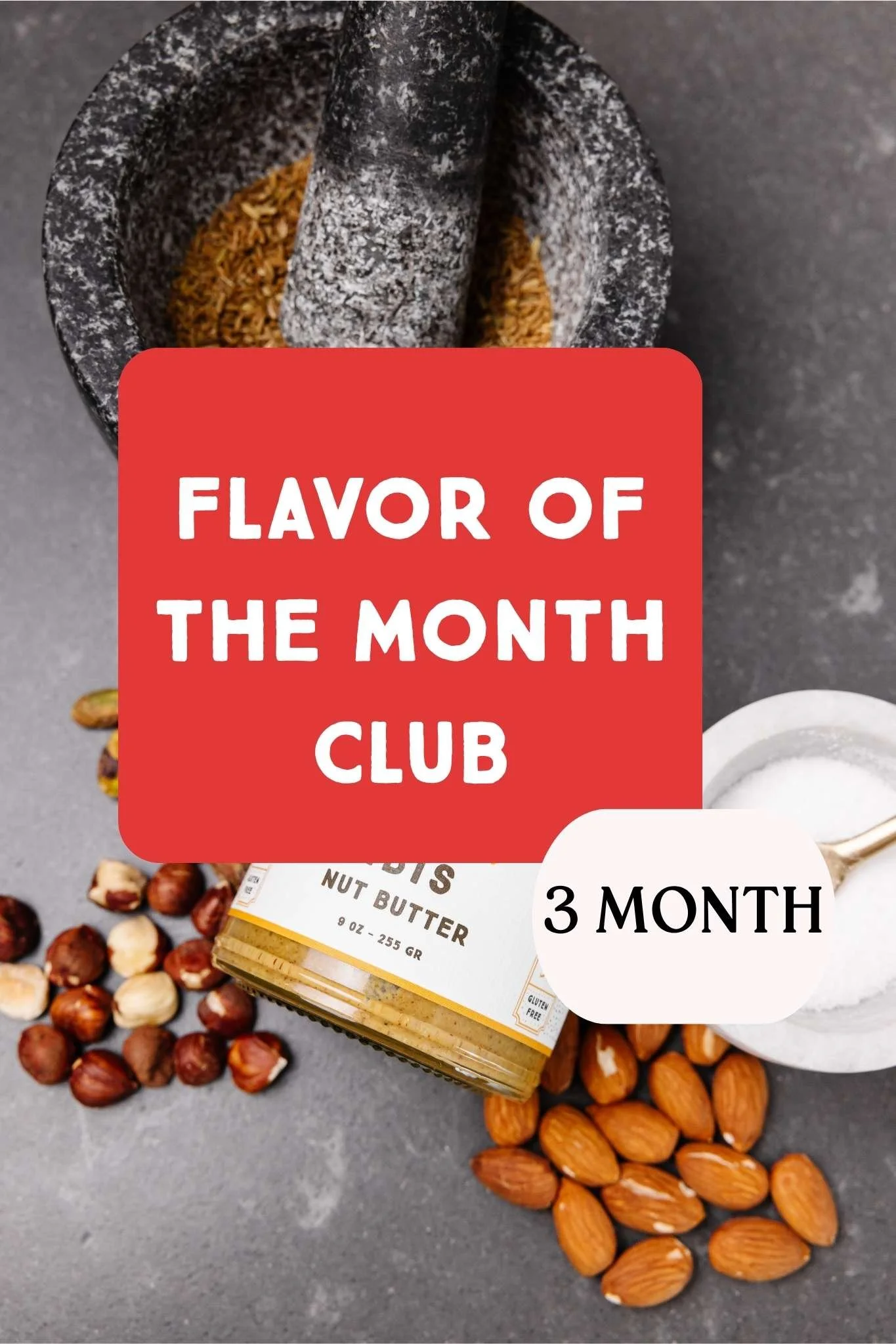 3-month nut butter subscription gift box featuring artisan gourmet flavors in glass jars