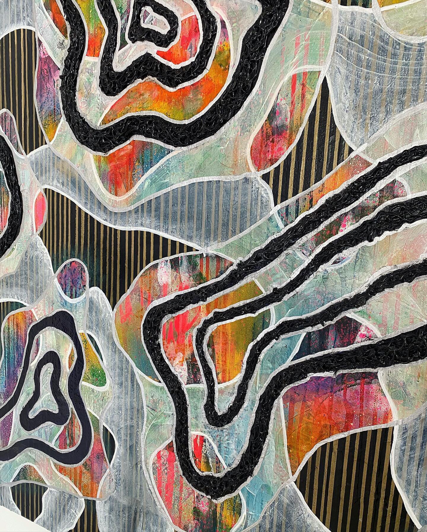 Close up details of Symbiotic, available to purchase for $1,650 || Mixed media on canvas, 152.5cm x 101.5cm, 2022