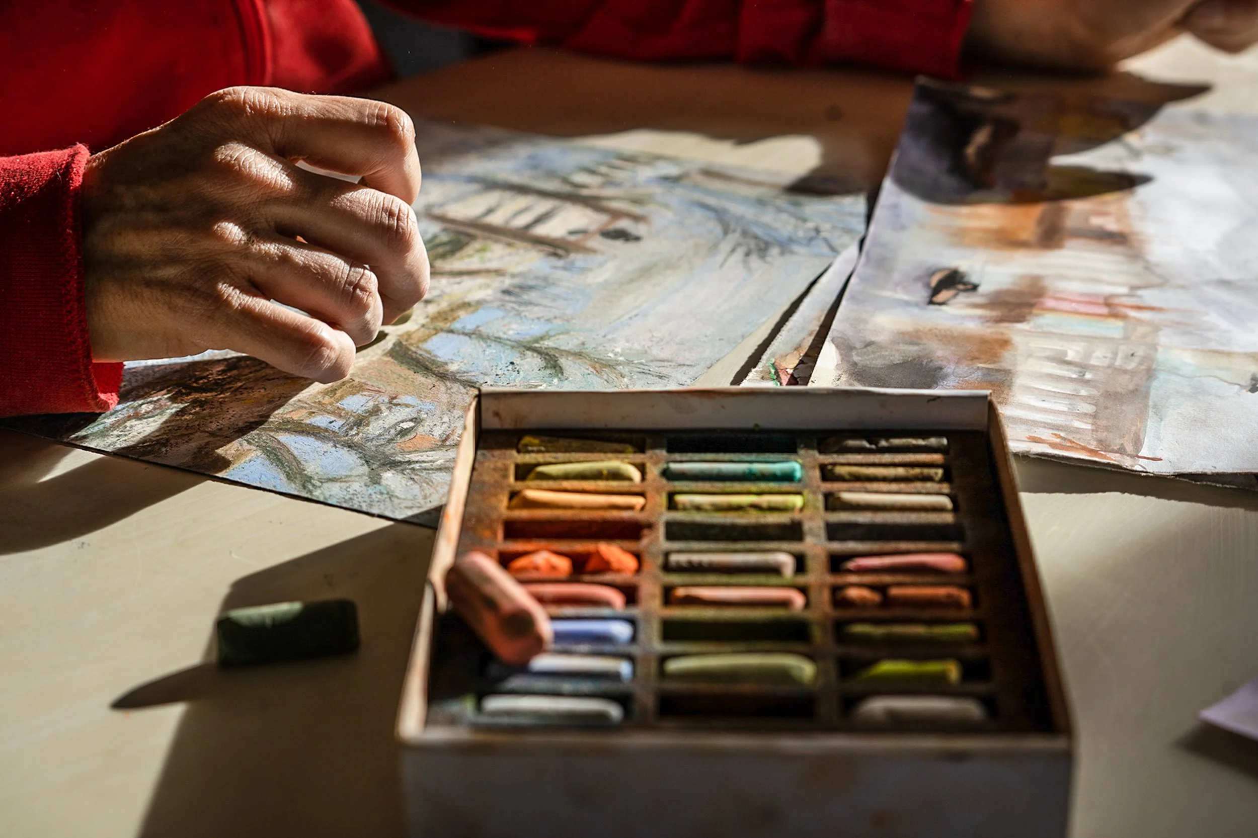 Encre et pastel