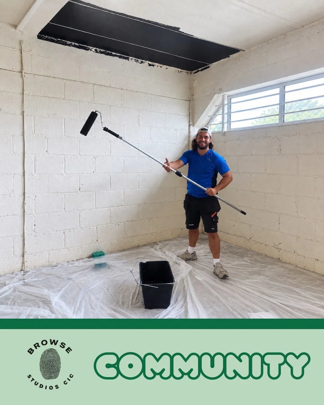 commUNITY ✊🏽

Back in July, when we were right up against it getting Browse ready to open, Joey got in touch and offered to come down and help.

No big ask. Just gave up his Sunday afternoon, grabbed a roller and mucked in with the refurb.

A couple