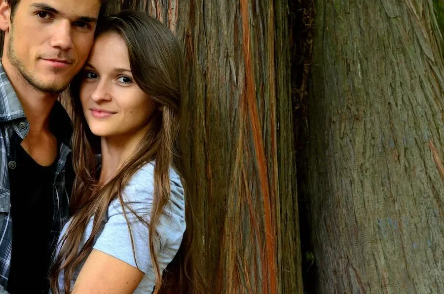 A couple looking happy together
