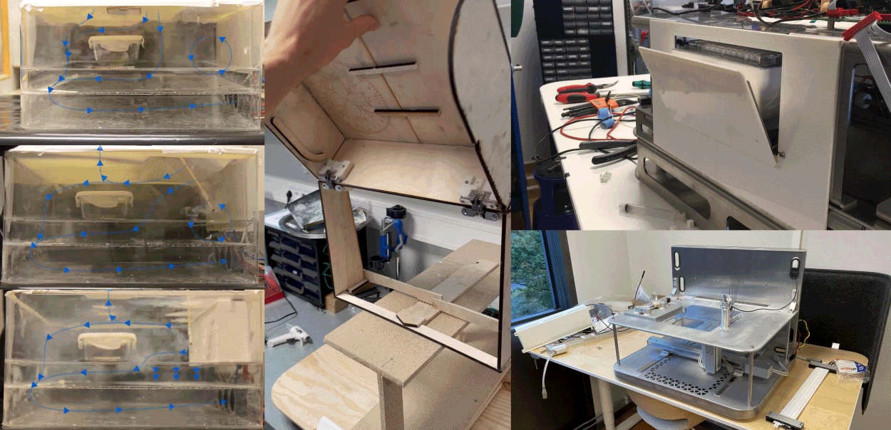 Smoke tests for air flow, interaction mock-ups and prototyping
