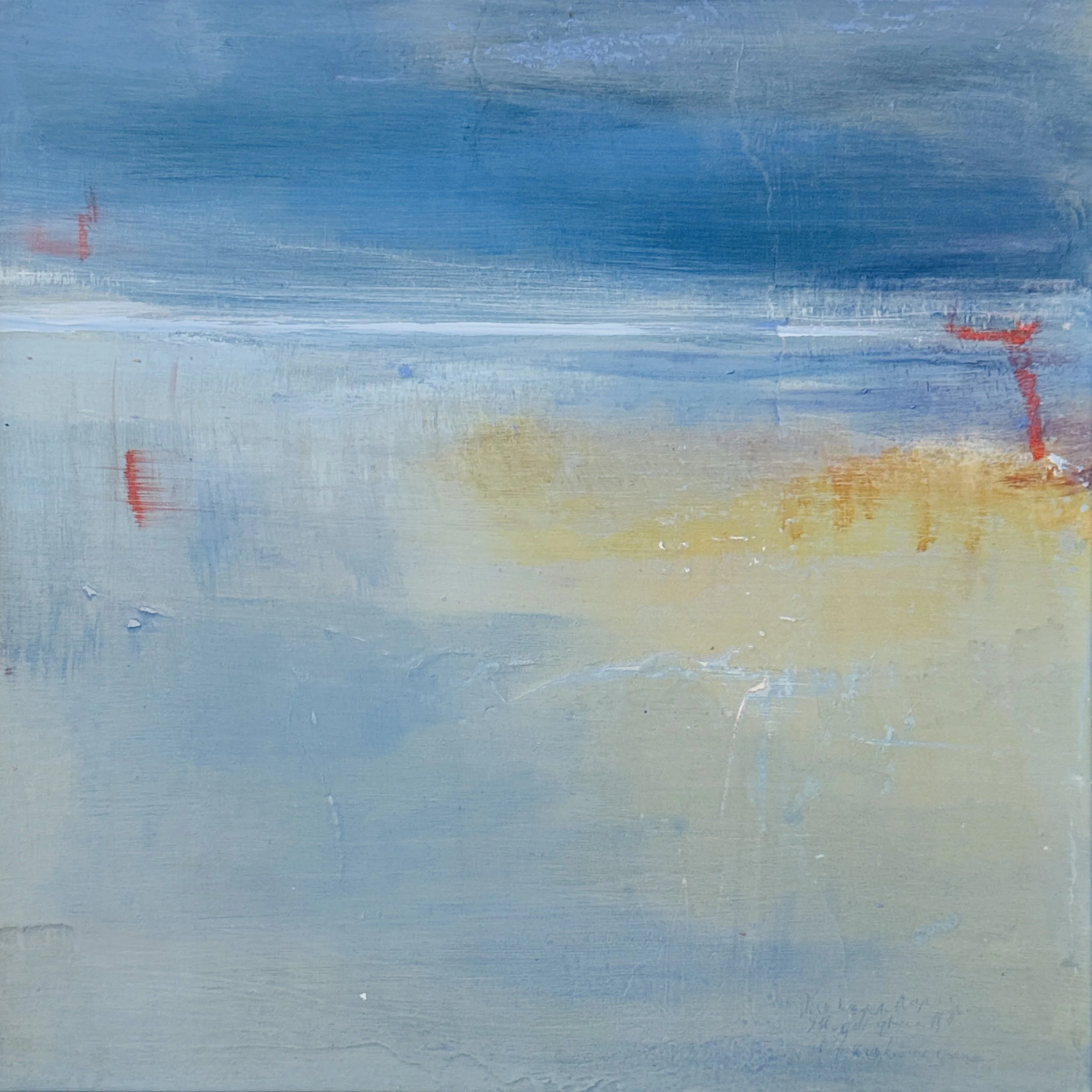 Title: Distant Weather, 
Medium: Acrylic on wood, 
Size: 12" x 12", 
Framed: 19.00" x 19.00", 
Price $650