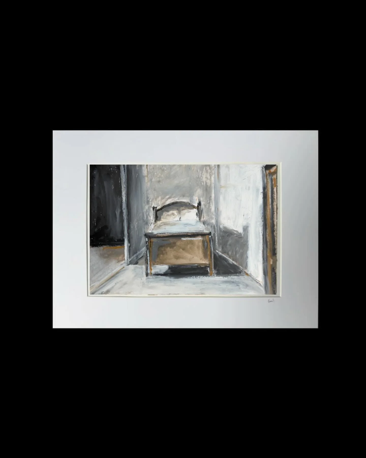 La chambre &agrave; coucher 

Pastel &agrave; l&rsquo;huile sur papier 30x20cm