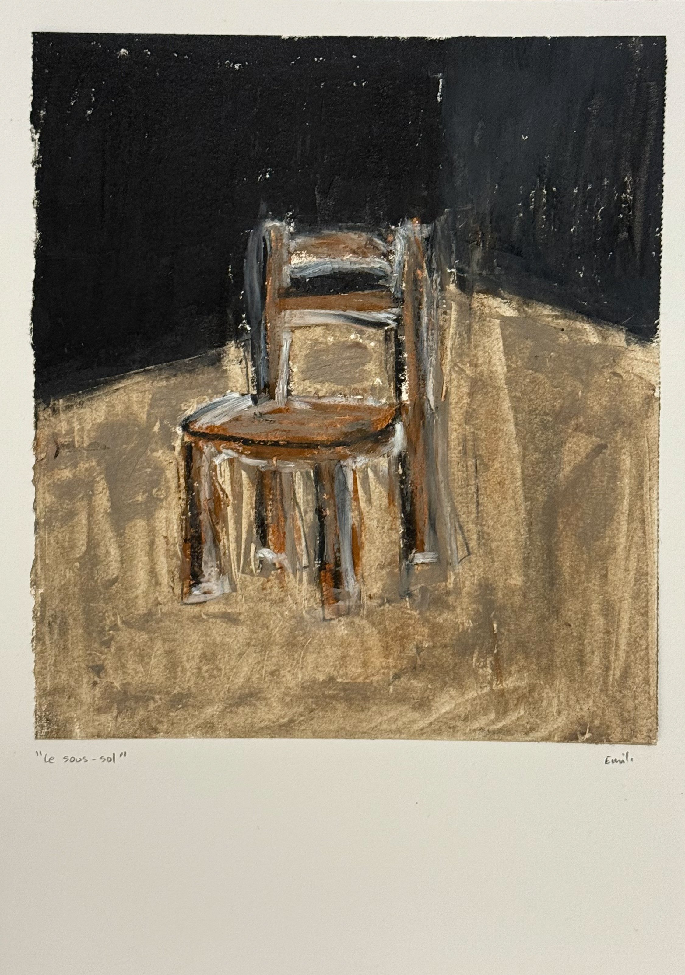 Le sous-sol II - Pastel à l'huile sur papier 20x18cm