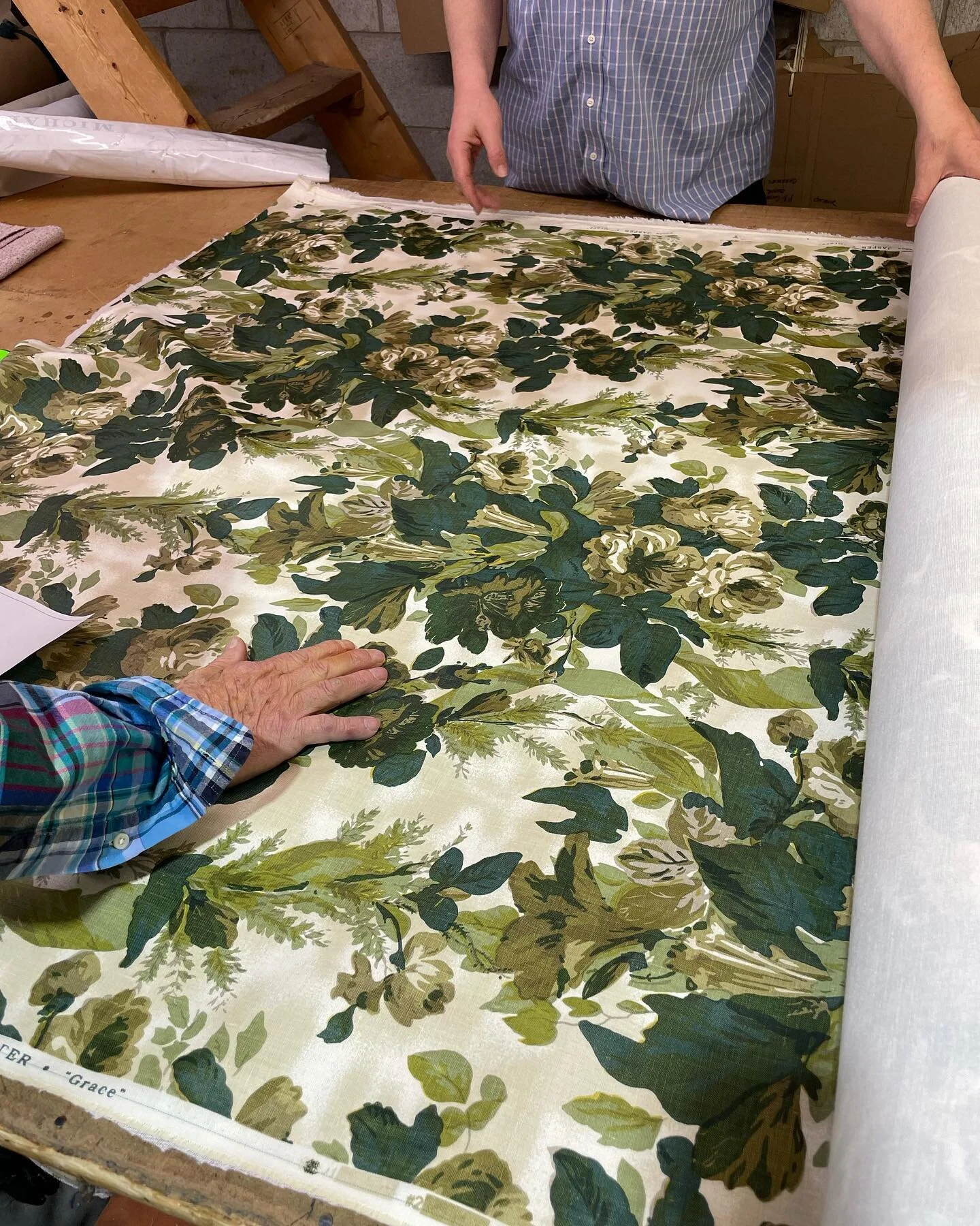 Good things come to those who wait. It has been many many months since my sweet clients and I fell in love with this fabric- and it has taken almost a year to get safely in the hands of my upholsterer. Can&rsquo;t wait to see this on their chairs! 💚